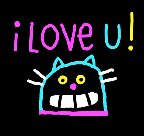 I Love U Neon Cat GIF | GIFDB.com