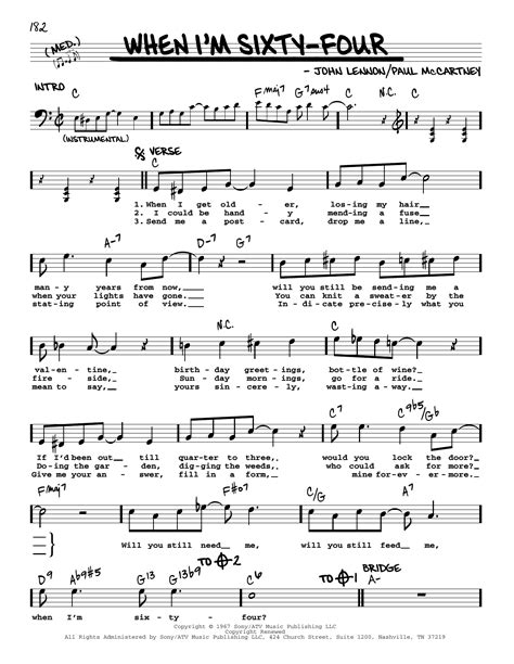 When I'm Sixty-Four [Jazz version] Sheet Music | The Beatles | Real Book – Melody, Lyrics & Chords