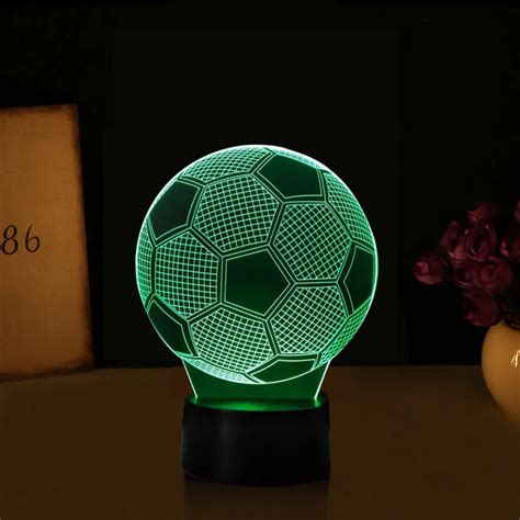 LAIDEYI 3D Night Light Football Visual Light with 7 Colors Changing For Christmas Gifts USB LED ...