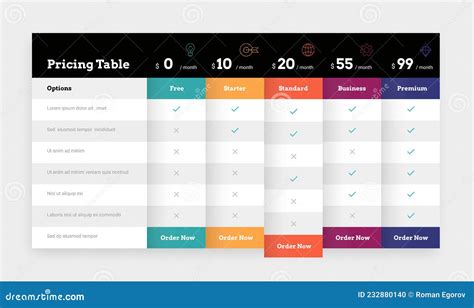 Comparison Table. Business Plan Pricing Grid and Chart. Web Banner of ...