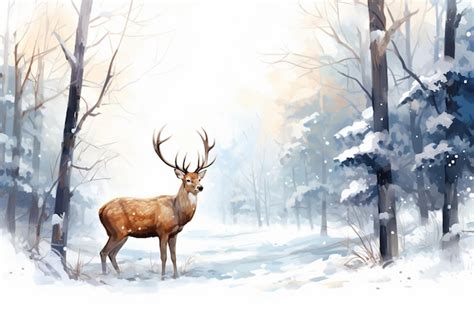 Premium AI Image | Creating a Serene Winter Forest Scene with Deer ...