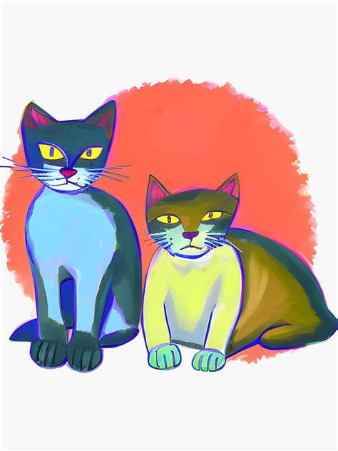 "Stubborn Cats Painting" Sticker for Sale by MyCutePOD | Redbubble