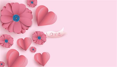 Valentine's Day background with paper cut flowers and hearts 692481 Vector Art at Vecteezy