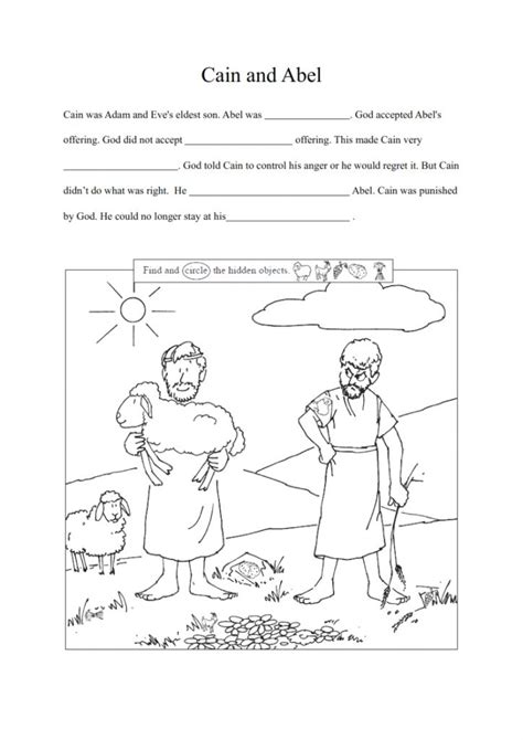 Cain And Abel Bible Worksheets