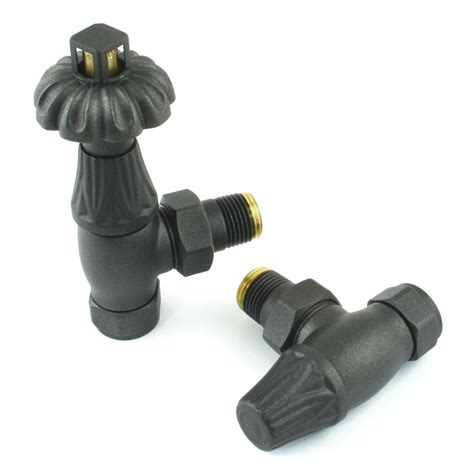 Chartwell Angled Traditional Radiator Valve - Anthracite (TRV) - RadiatorValves4u.co.uk