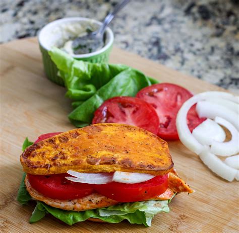 Paleo Buffalo Chicken Sandwich on Sweet Potato Buns - Ally's Cooking