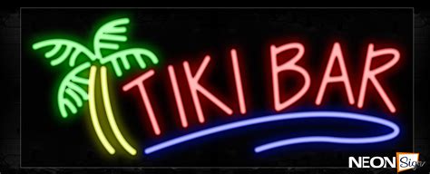 Tiki Bar With Tree Logo Neon Sign | NeonSign.com