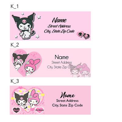 Kuromi My Melody Address Labels 30 per sheet! 3 Designs to Choose from ...