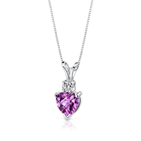 Heart Shaped Pink Sapphire & Diamond Pendant Necklace in 14K White Gold - R150113W | Ruby & Oscar