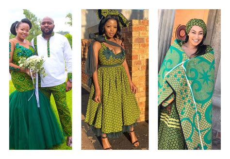 GREEN SHWESHWE PATTERNS LATEST TRADITIONAL DESIGNS | African traditional wedding dress, African ...