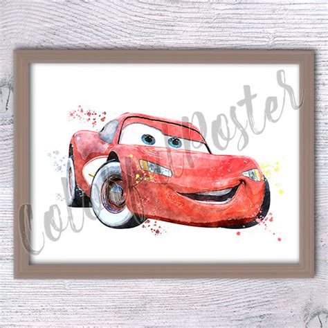 Lightning Mcqueen Print Cars Poster Cars Wall Decor Cars Mcqueen Poster ...