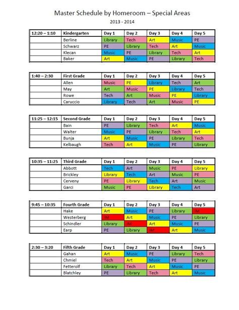 elementary school master scheduling - Google Search | Master schedule, Schedule template ...