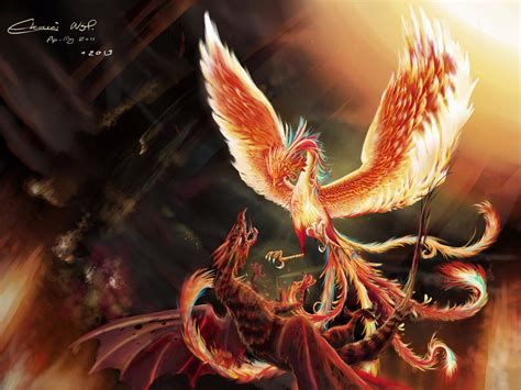 Dragon vs phoenix wallpaper | Wallpaper Wide HD