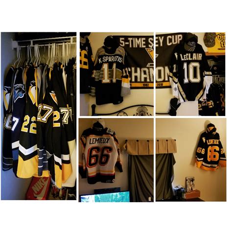 My closet and the rest of my pens jerseys on my wall. 30 jerseys so far ...