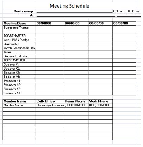 Scheduling Sheet Template Database