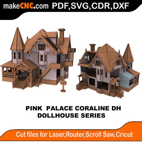 Pink Palace Coraline Doll House - Doll House Series : 3D Puzzle, Laser Cut, Scroll Saw, CNC ...