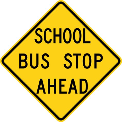 School Bus Stop Ahead Sign clip art (103569) Free SVG Download / 4 Vector