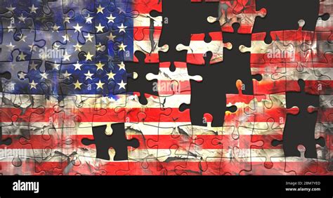 america usa flag in puzzle pieces Stock Photo - Alamy