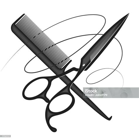 Scissors And Comb Vector