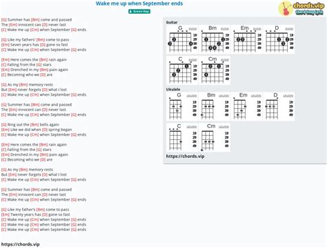 Chord: Wake me up when September ends - tab, song lyric, sheet, guitar, ukulele | chords.vip