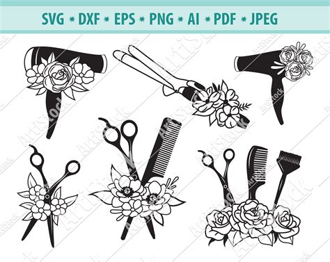 Hairdresser SVG file Hair Salon Svg Floral Hairdresser tools | Etsy