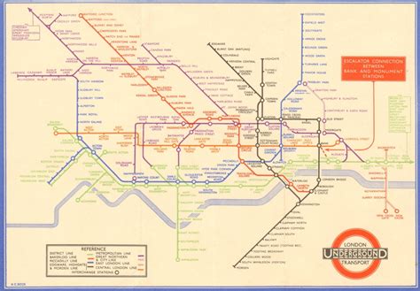 LONDON UNDERGROUND tube map plan diagram. HARRY BECK. 33-2791 September 1933