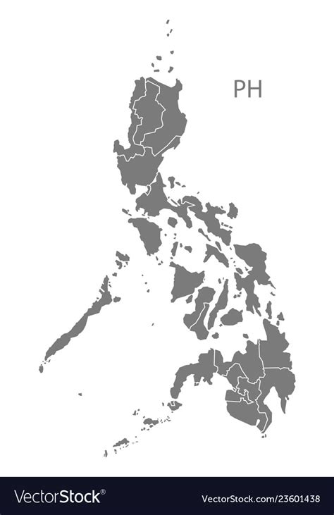 Philippines regions map grey Royalty Free Vector Image