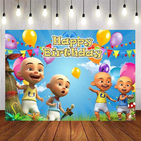 Upin & Ipin Birthday Backdrop For Photography Baby Kids Colorful ...