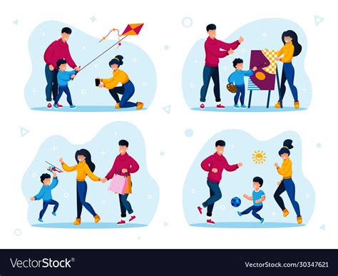 Happy family activities healthy lifestyle Vector Image