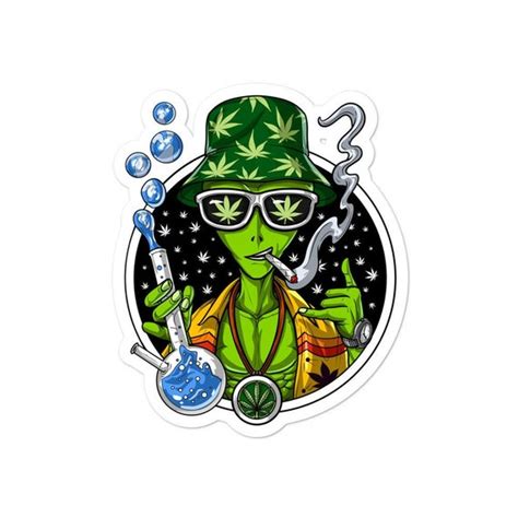 Alien Weed Sticker Stoner Hippie Vinyl Sticker Psychedelic - Etsy