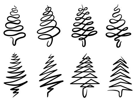 Christmas Tree Line Art Illustration Graphic by PurMoon · Creative Fabrica