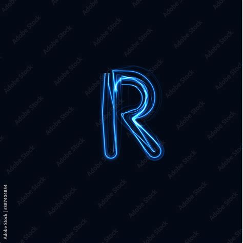 Lightning Realistic letter R, bright gloving logo, electric energy glow ...