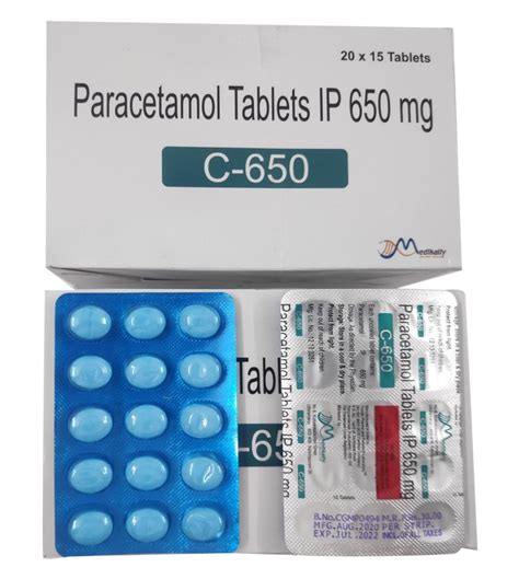 C-650 Paracetamol 650 mg Tablet, 20 X 15, Packaging Type: Box at Rs 240 ...