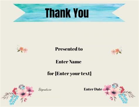 FREE Editable Certificate of Thank You | Edit Online then Print