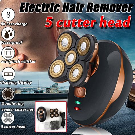 5 Head Rechargeable Cordless Electric Razor Shaver Bald Head Hair Clip ...