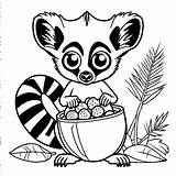 Cute lemur Holding Fruit coloring page Lulu Pages sketch template