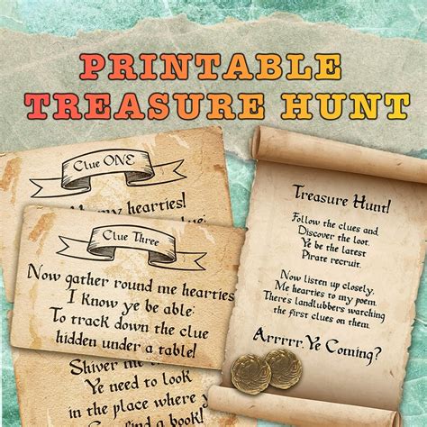 Kids Treasure Hunt Clues Pirate Birthday Game. Scavenger Hunt | Etsy