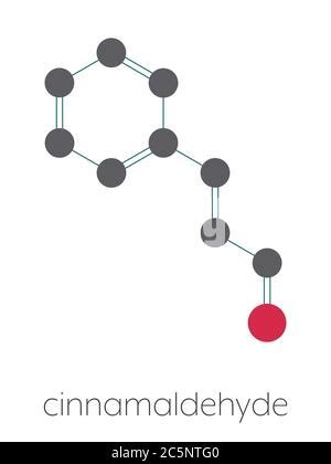 Cinnamaldehyde (cinnamic aldehyde) cinnamon flavour molecule. Skeletal ...