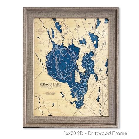 Sebago Lake Map Maine Map Custom Wood Map Contour Map Lake - Etsy