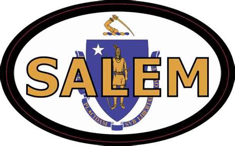 4in x 2.5in Oval Massachusetts Flag Salem Sticker