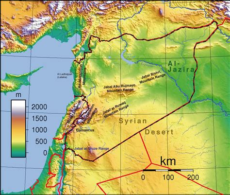 Topographic Map of Syria - Nations Online Project