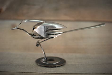 Silverware Bird, Spoon Bird, Silverware Art, Spoon Art, Metal Bird Sculpture, Bird Art, Gift for ...