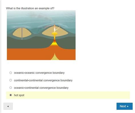 What is the illustration an example of? A) oceanic-oceanic convergence boundary B)continental ...