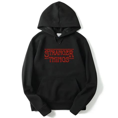 Stranger Things Hooded Mens Hoodies Sweatshirts Stranger Things Sweatshirt Black red blue pink ...