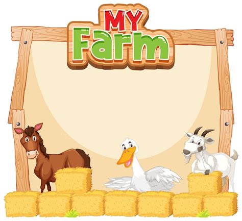 Free Vector | Border template design with farm animals