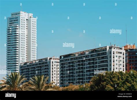 Valencia City Skyline Buildings In Summer Stock Photo - Alamy