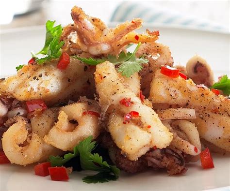 Salt and pepper squid with fresh coriander and chilli recipe | Food To Love