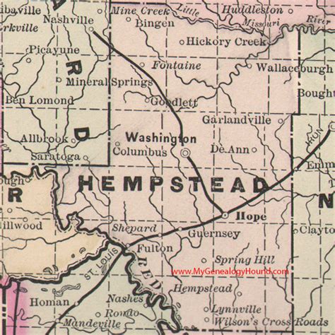 Hempstead County, Arkansas 1889 Map