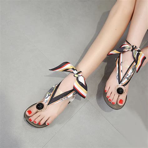 Flip Flops 2018 Summer Jelly Shoes Designer Women Flat Sandals Color Ribbon Bowknot Slippers ...