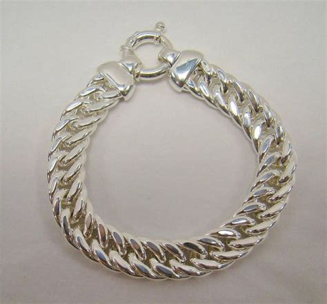 SOLID 950 SILVER 7.25" BOLD .50" WIDE MILOR ITALY BRACELET 30g SPRING RING CLASP #MILOR #Chain ...